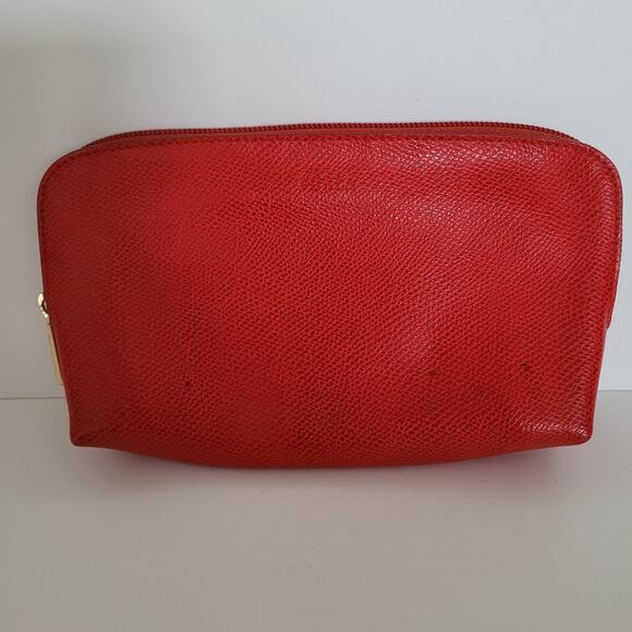 Furla 2 Piece Set Cases Red Leather Cosmetic Bags Pouch Small Good Condition - Picture 2 of 14